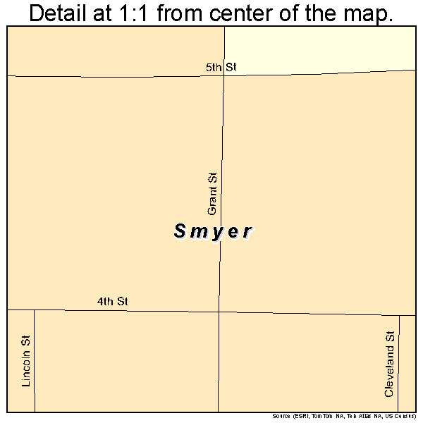 Smyer, Texas road map detail