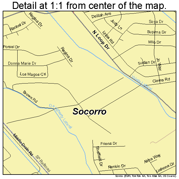 Socorro, Texas road map detail