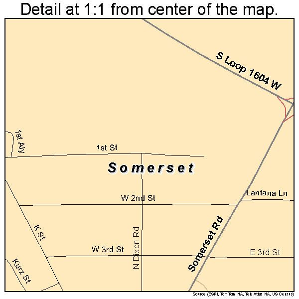 Somerset, Texas road map detail