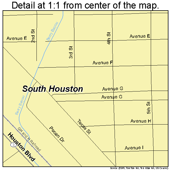 South Houston, Texas road map detail