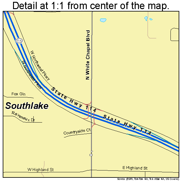 Southlake, Texas road map detail