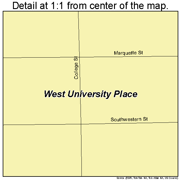 Southside Place, Texas road map detail