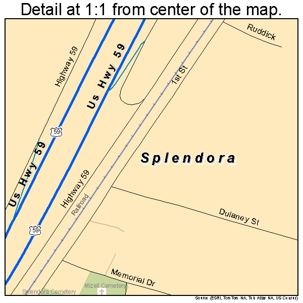 Splendora, Texas road map detail