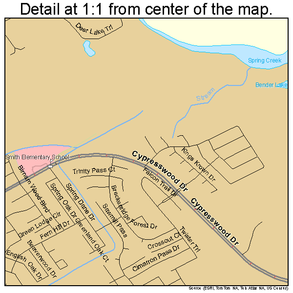 Spring, Texas road map detail