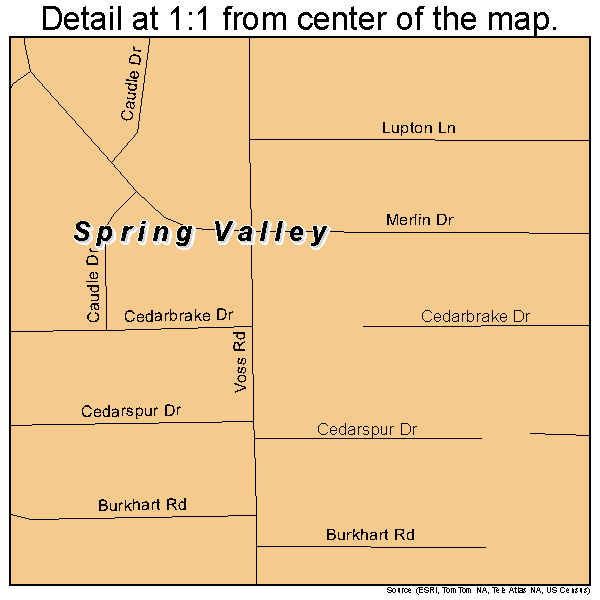 Spring Valley, Texas road map detail