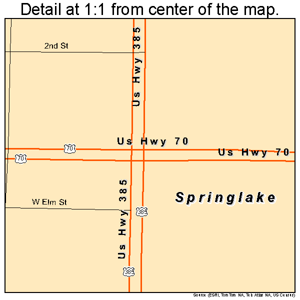 Springlake, Texas road map detail