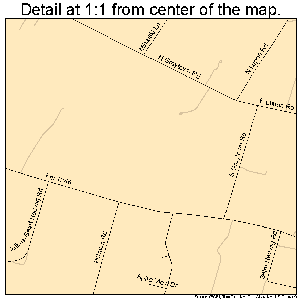 St. Hedwig, Texas road map detail