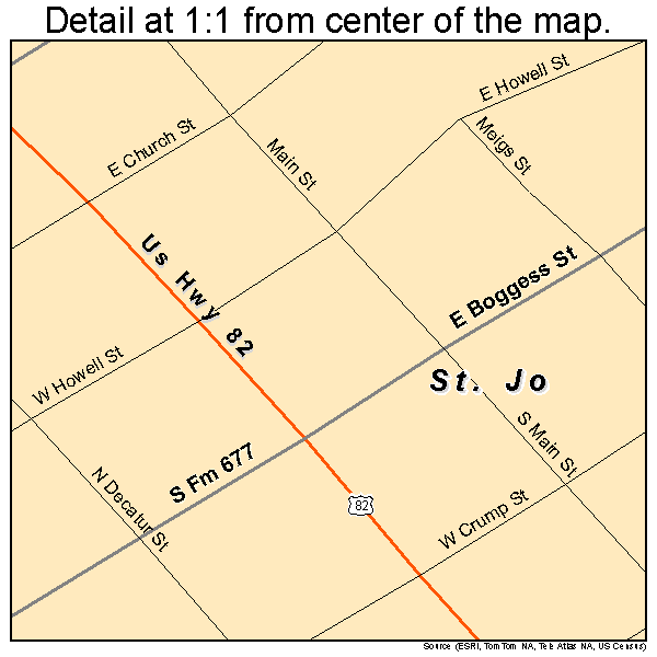 St. Jo, Texas road map detail