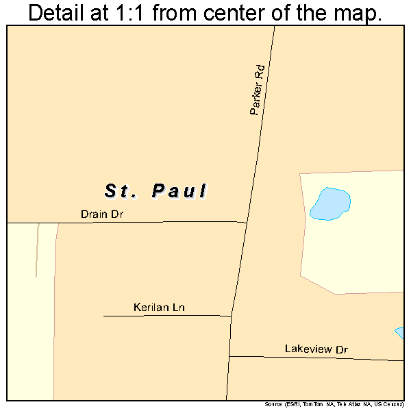 St. Paul, Texas road map detail