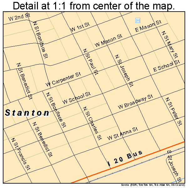 Stanton, Texas road map detail