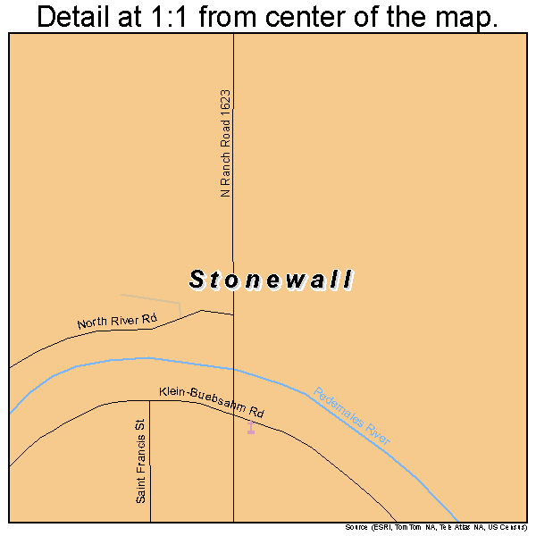 Stonewall, Texas road map detail
