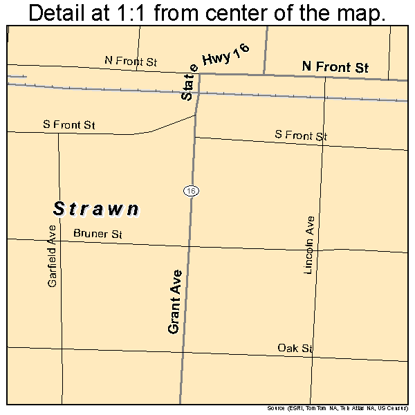 Strawn, Texas road map detail