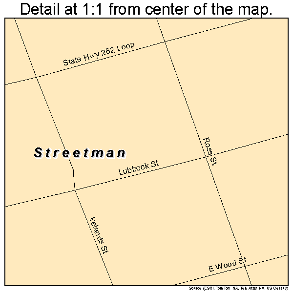 Streetman, Texas road map detail