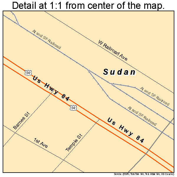 Sudan, Texas road map detail