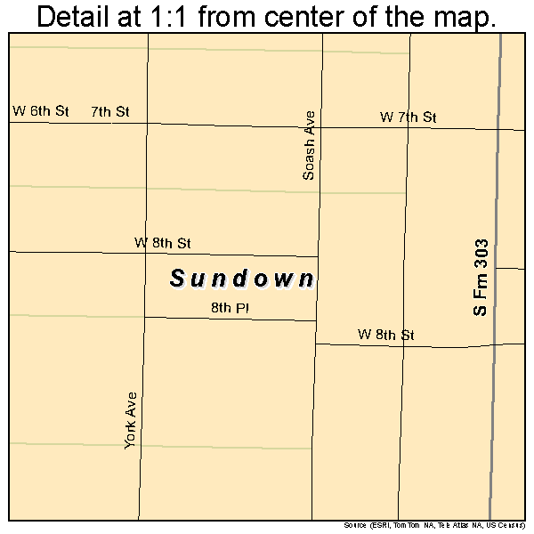 Sundown, Texas road map detail