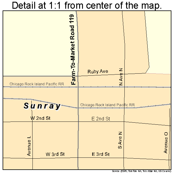 Sunray, Texas road map detail