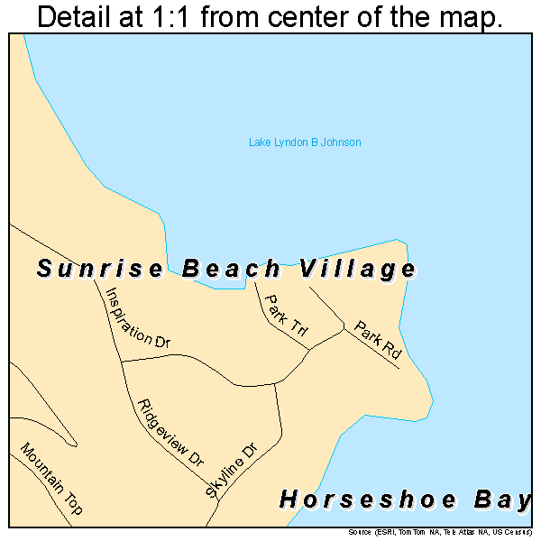Sunrise Beach Village, Texas road map detail