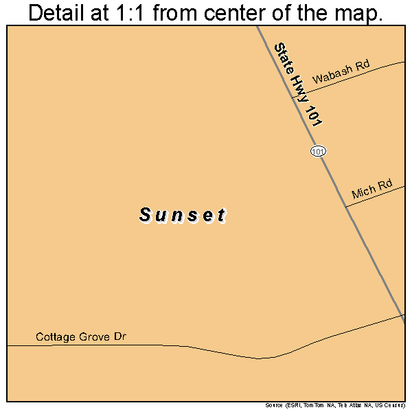 Sunset, Texas road map detail