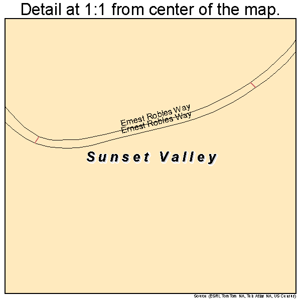 Sunset Valley, Texas road map detail