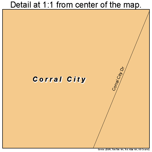 Corral City, Texas road map detail