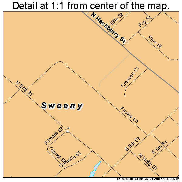 Sweeny, Texas road map detail