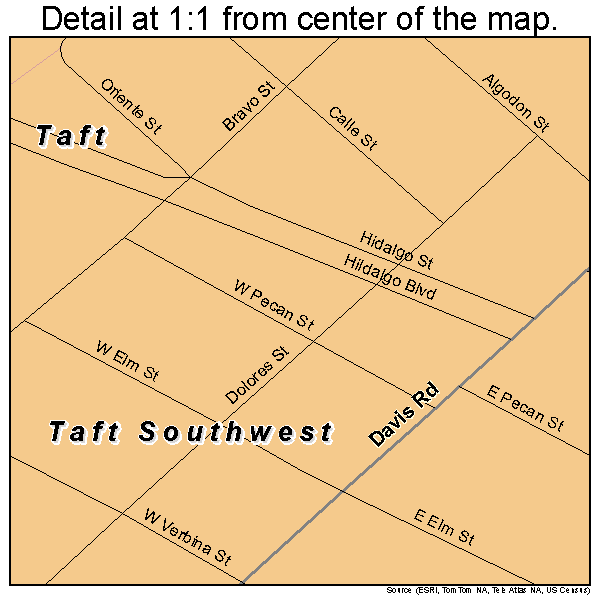 Taft Southwest, Texas road map detail