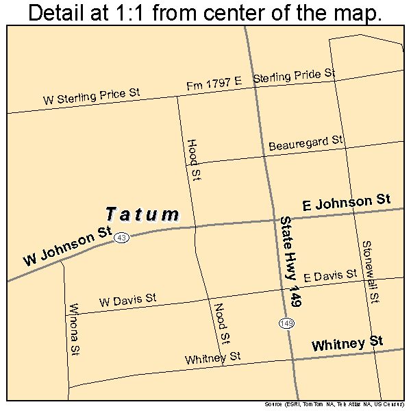 Tatum, Texas road map detail