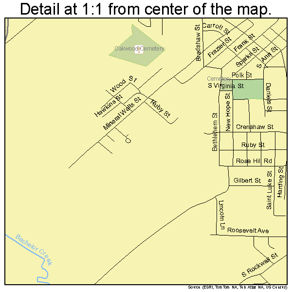 Terrell, Texas road map detail