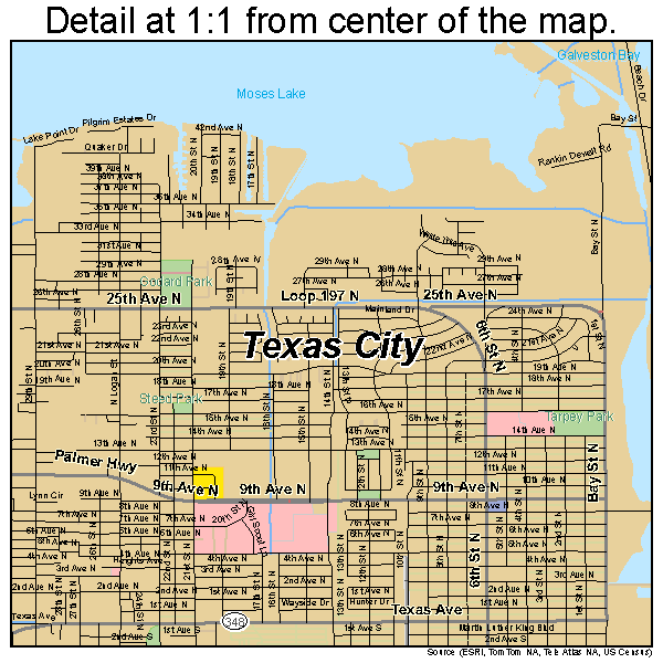 Texas City, Texas road map detail