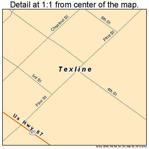 Texline, Texas road map detail