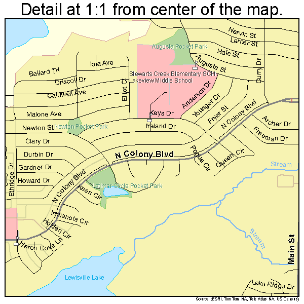 The Colony, Texas road map detail