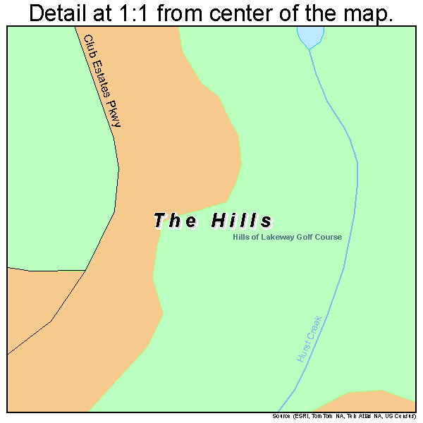 The Hills, Texas road map detail