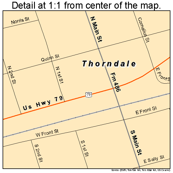 Thorndale, Texas road map detail
