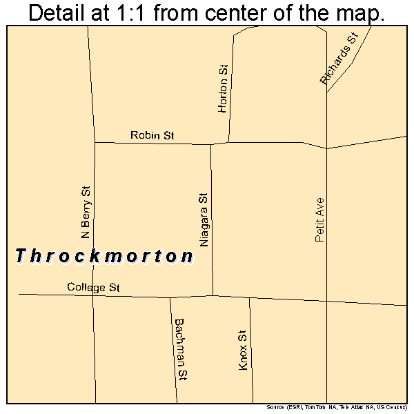 Throckmorton, Texas road map detail