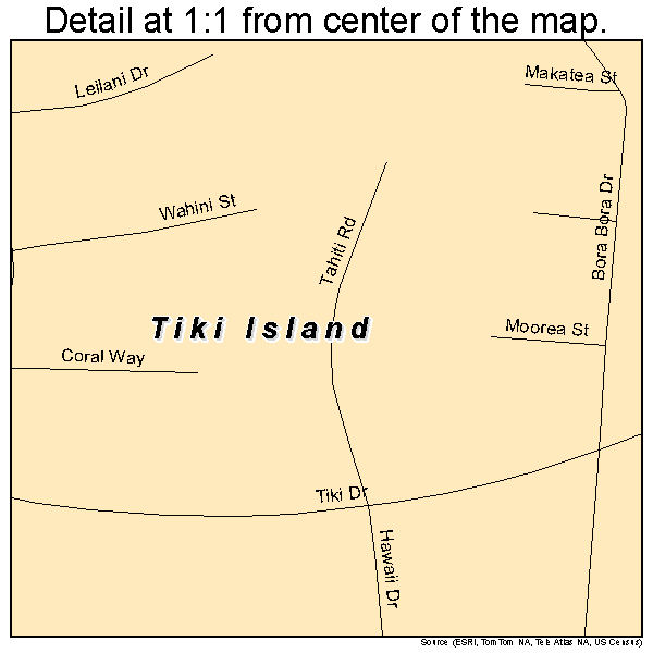 Tiki Island, Texas road map detail