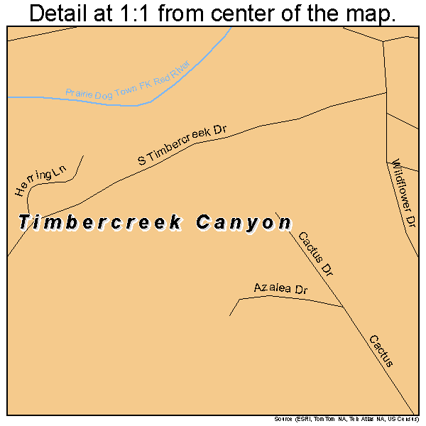 Timbercreek Canyon, Texas road map detail