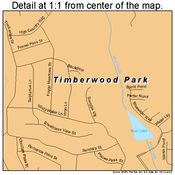 Timberwood Park, Texas road map detail