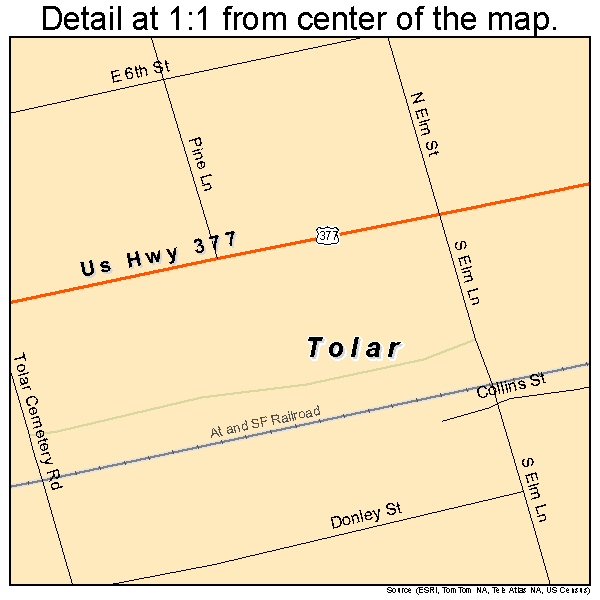 Tolar, Texas road map detail