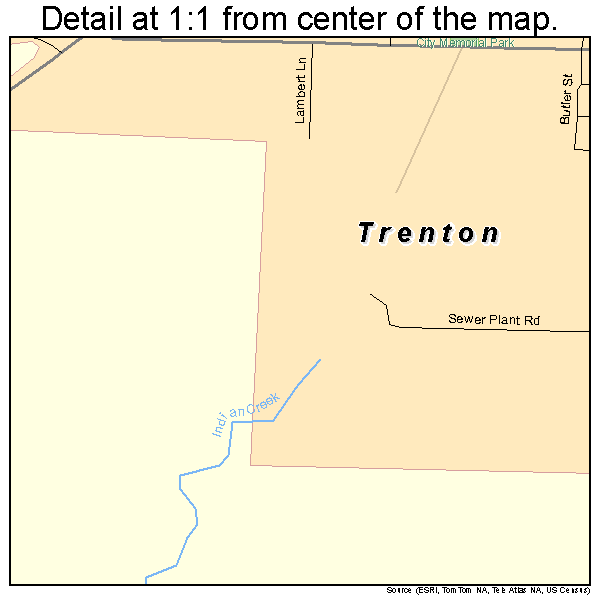 Trenton, Texas road map detail