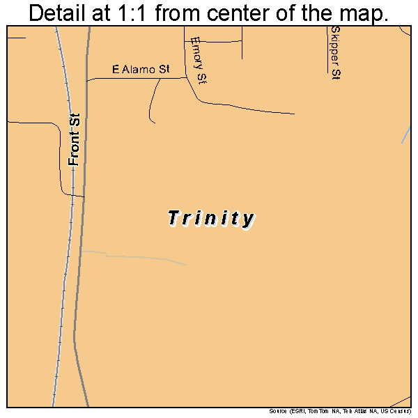 Trinity, Texas road map detail