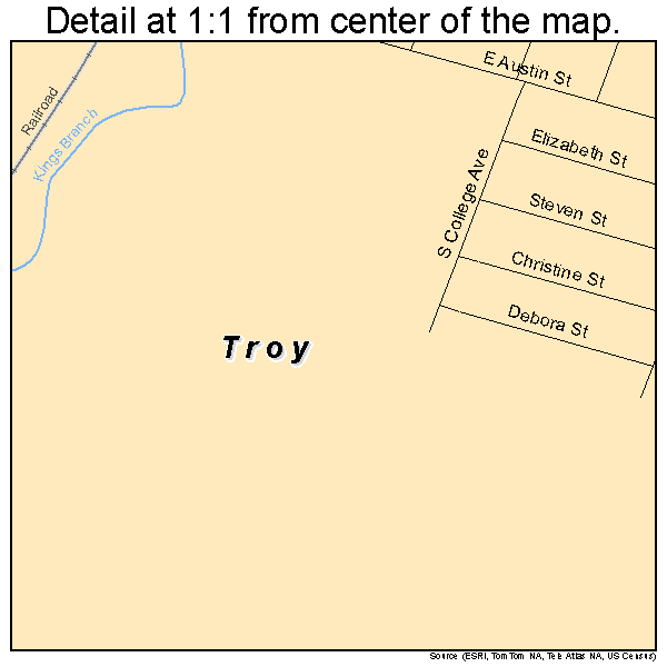 Troy, Texas road map detail