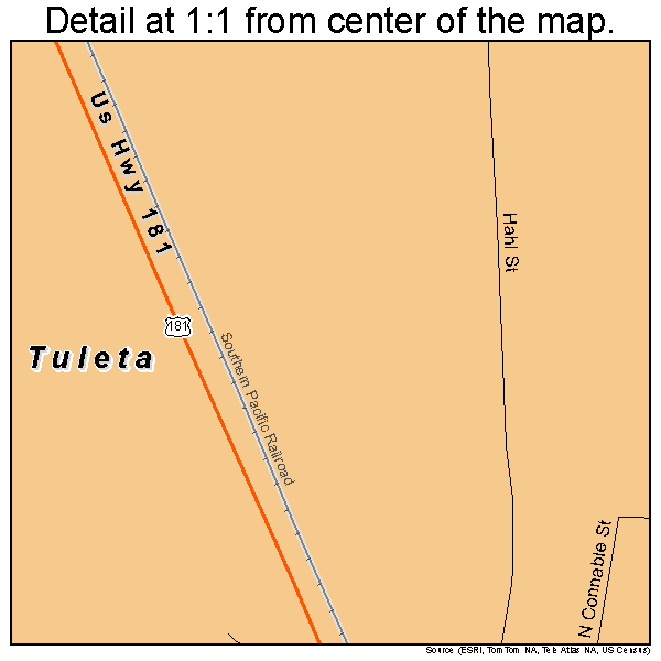 Tuleta, Texas road map detail