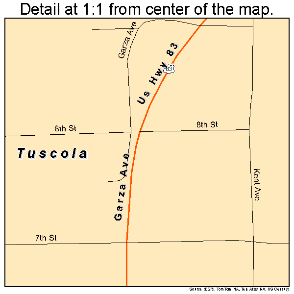 Tuscola, Texas road map detail
