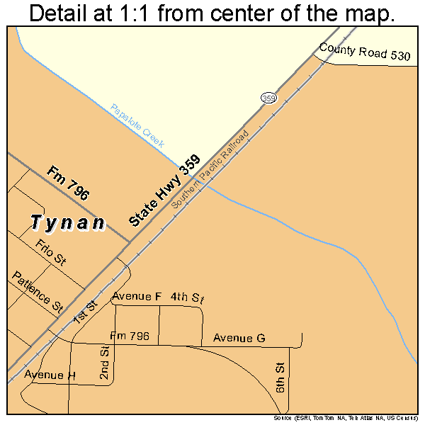 Tynan, Texas road map detail