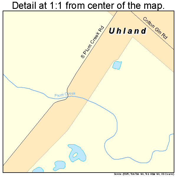 Uhland, Texas road map detail
