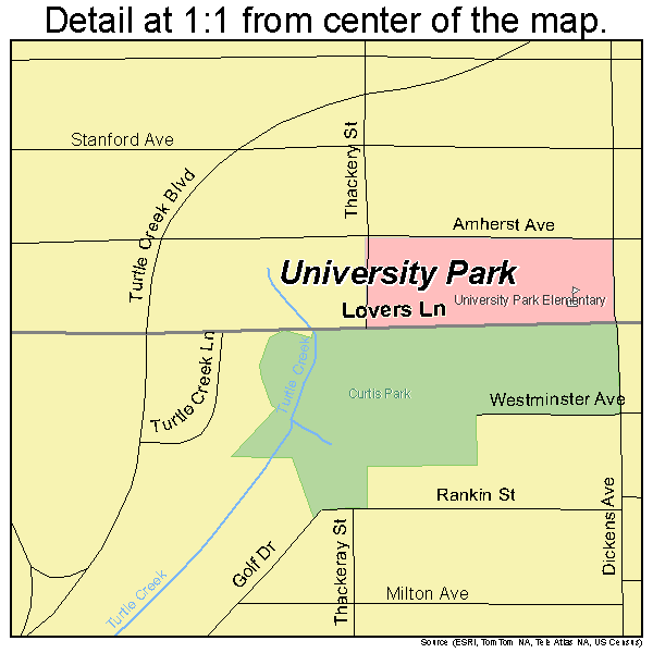 University Park, Texas road map detail