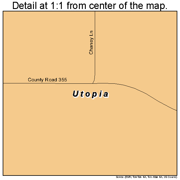 Utopia, Texas road map detail