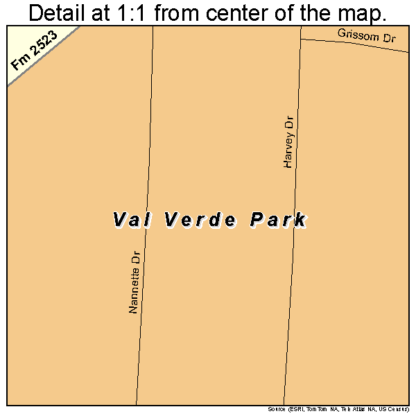 Val Verde Park, Texas road map detail