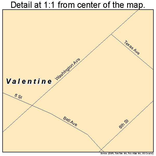 Valentine, Texas road map detail