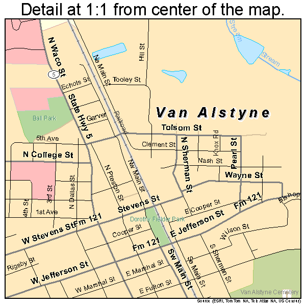 Van Alstyne, Texas road map detail